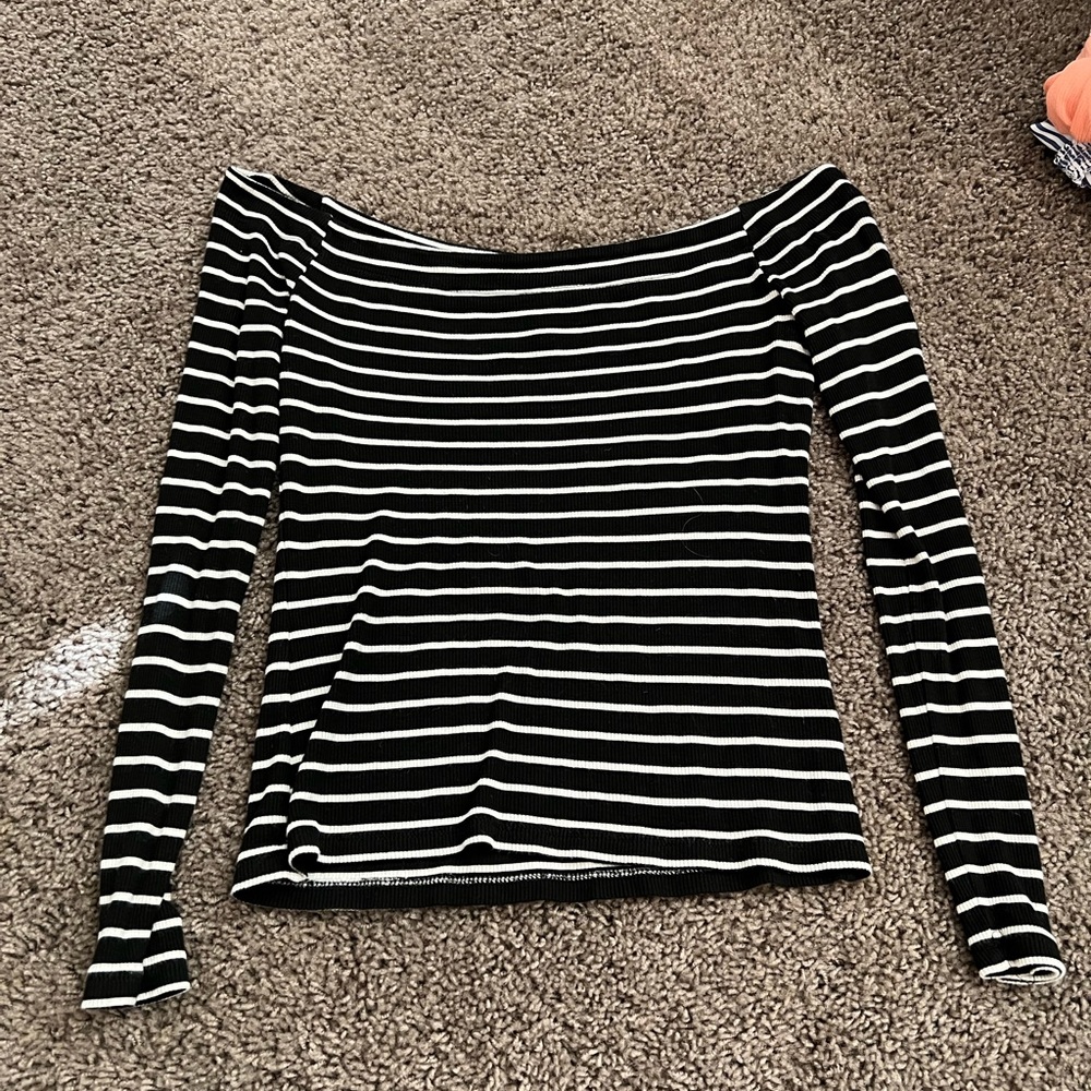 Z Supply off the shoulder striped long sleeve